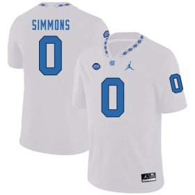 #0 Emery Simmons Men's Tar Heels Fashion NCAA Football Jerseys - White - 96058934