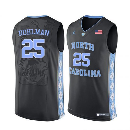 #25 Aaron Rohlman Men\'s Tar Heels Popular NCAA Basketball Jerseys - Black - 86235884