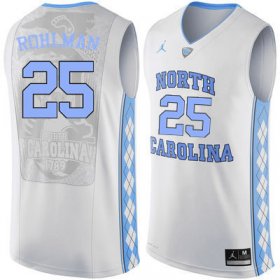 #25 Aaron Rohlman Men's Tar Heels Popular NCAA Basketball Jerseys - White - 13018746