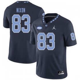 #83 Jalen Nixon Men's Tar Heels Fashion NCAA Football Jerseys - Navy - 45837753