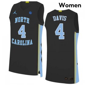 Women Black #4 RJ Davis Alumni College Basketball Jersey - North Carolina 53268541