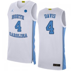 #4 RJ Davis Men's Tar Heels Popular NCAA Basketball Jerseys - White - 45038601