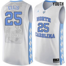 #25 Caleb Ellis Youth Tar Heels Popular NCAA Basketball Jerseys - White - 53626093