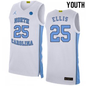 #25 2020 Caleb Ellis Youth Tar Heels Popular NCAA Basketball Jerseys - White - 25617210