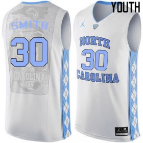 #30 K.J. Smith Youth Tar Heels Popular NCAA Basketball Jerseys - White - 63442459