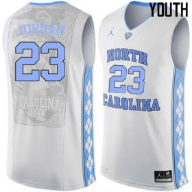 #23 Michael Jordan Youth Tar Heels Popular NCAA Basketball Jerseys - White - 16098284