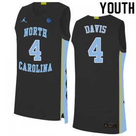 #4 RJ Davis Youth Tar Heels Popular NCAA Basketball Jerseys - Black - 81310924