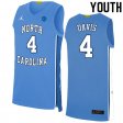 #4 RJ Davis Youth Tar Heels Popular NCAA Basketball Jerseys - Blue - 63217677