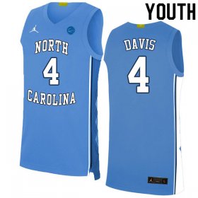 #4 RJ Davis Youth Tar Heels Popular NCAA Basketball Jerseys - Blue - 63217677