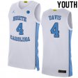 #4 RJ Davis Youth Tar Heels Popular NCAA Basketball Jerseys - White - 44775381